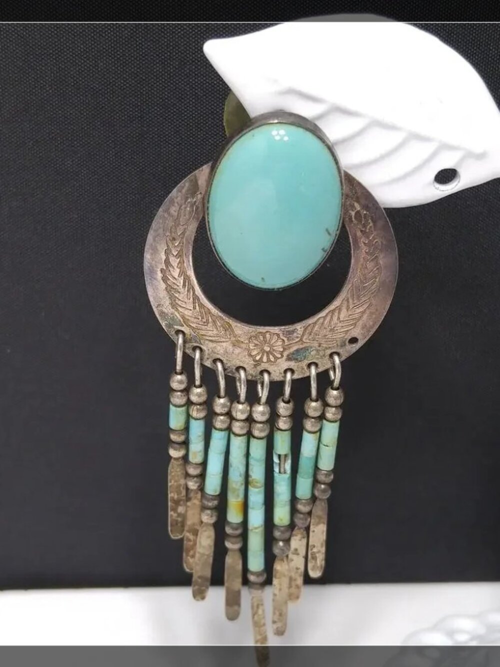 Vintage Q.T. Sterling Silver Earrings, Dangling Beads, 1980s Vintage Jewelry